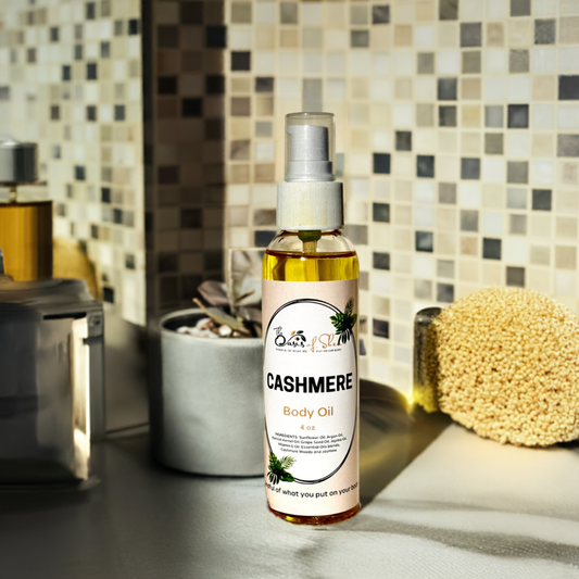 Cashmere Body Oil in a chic pump bottle – hydrating and soothing oil with cashmere woods and jasmine scent for silky, radiant skin