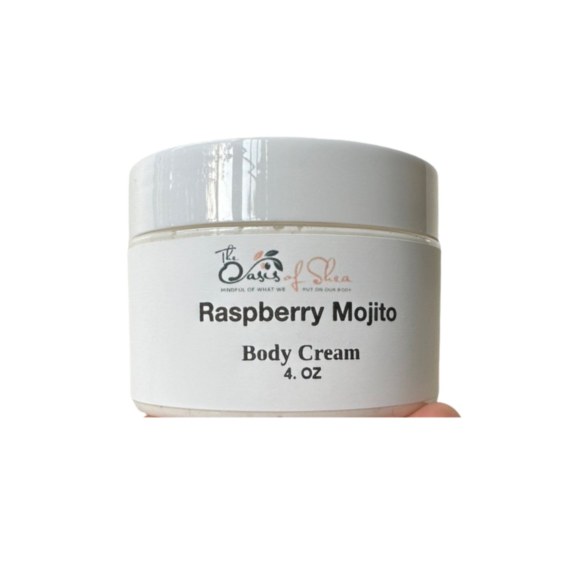 Raspberry Mojito Body Cream in a bright jar – lightweight and hydrating cream with raspberry, lime, and mint scent for refreshed, summer-ready skin