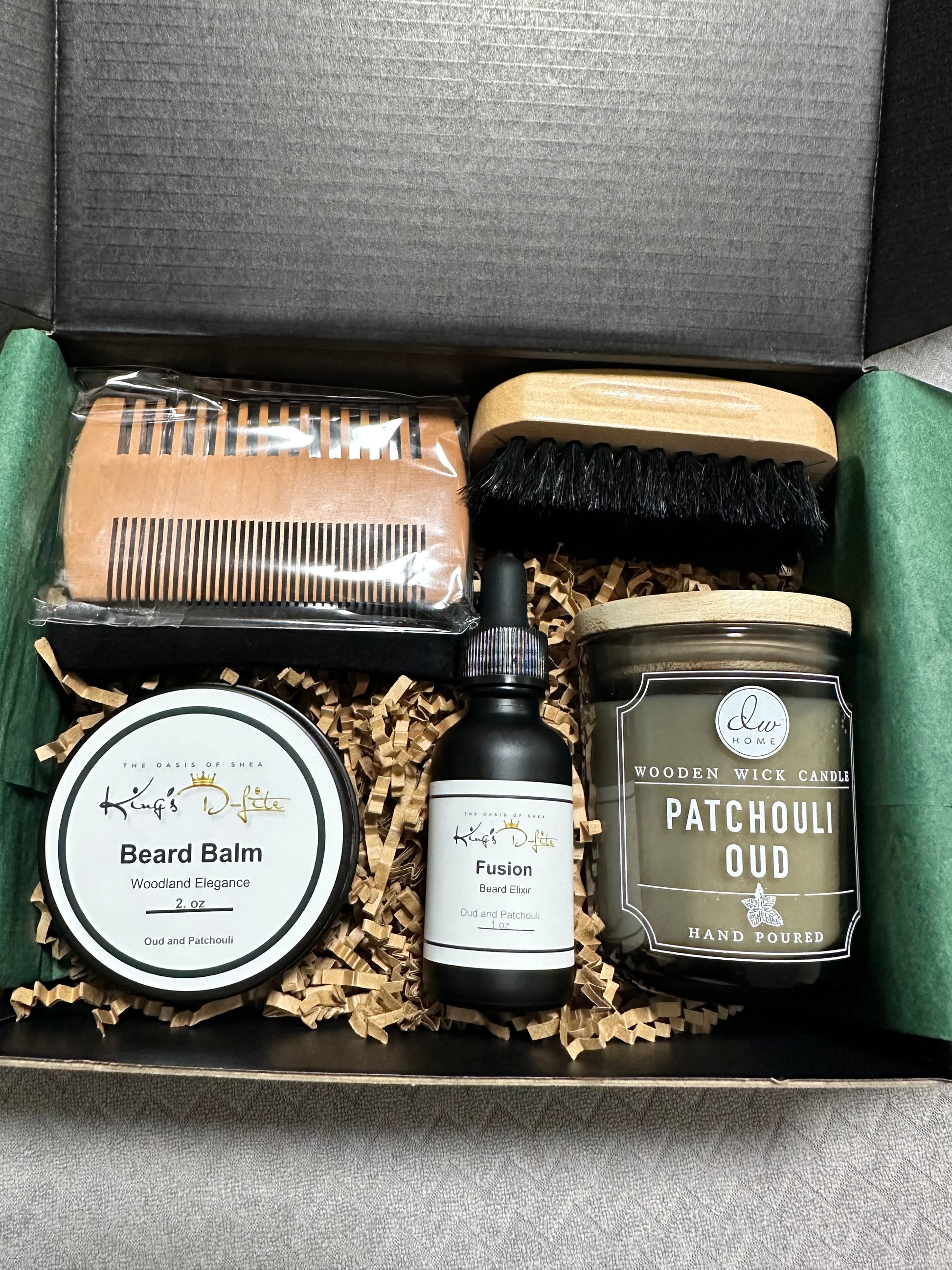 King’s D-Lite Gift Set for men – complete beard grooming kit with oils, butters, and grooming tools in a premium gift box