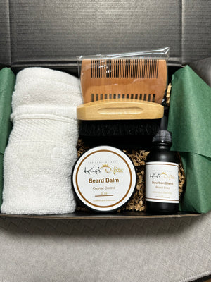 King’s D-Lite Gift Set for men – complete beard grooming kit with oils, butters, and grooming tools in a premium gift box